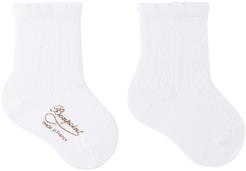 Bonpoint Baby White Cataline Socks In Blanc Lait