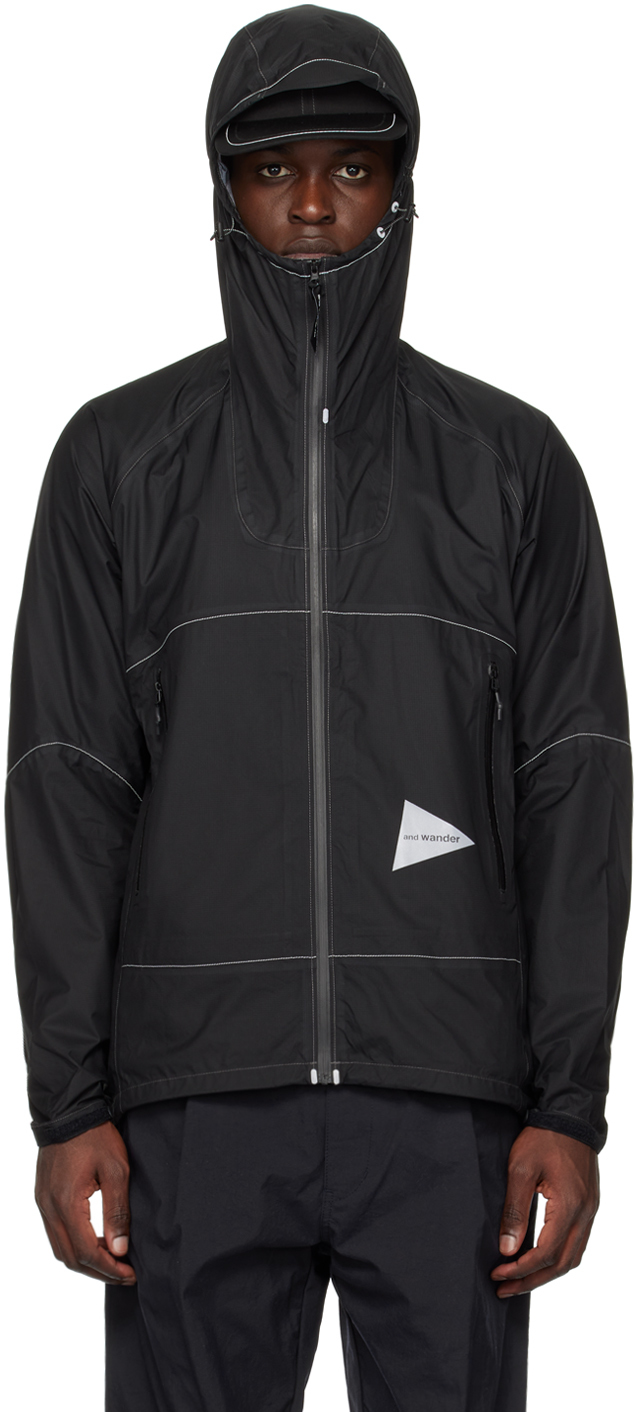 and wander: Black 3L UL Rain Jacket | SSENSE UK