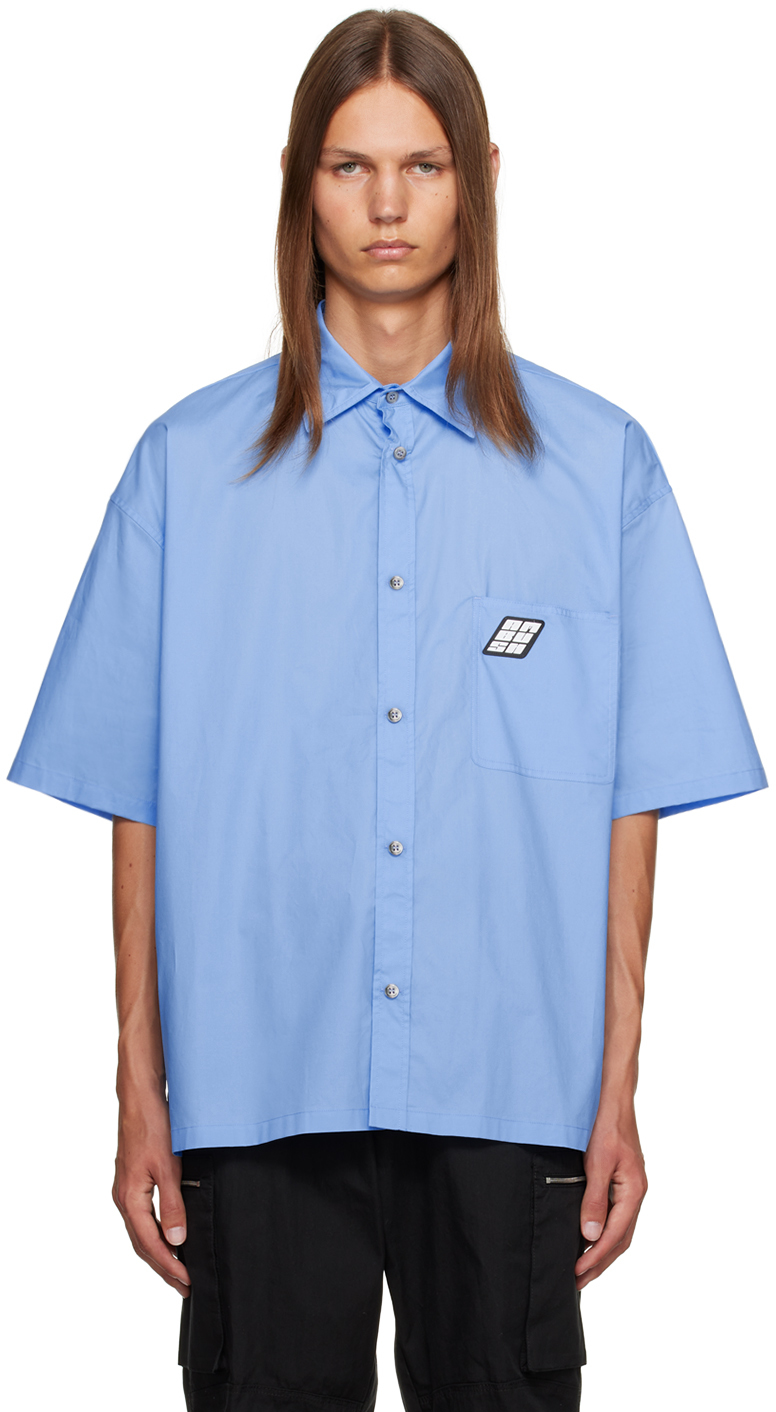Blue Spread Collar Shirt
