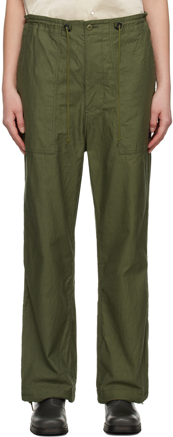 Needles Green Fatigue Trousers In B-olive