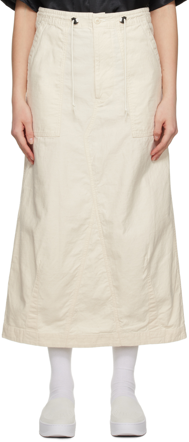 Needles White String Fatigue Midi Skirt In A-white