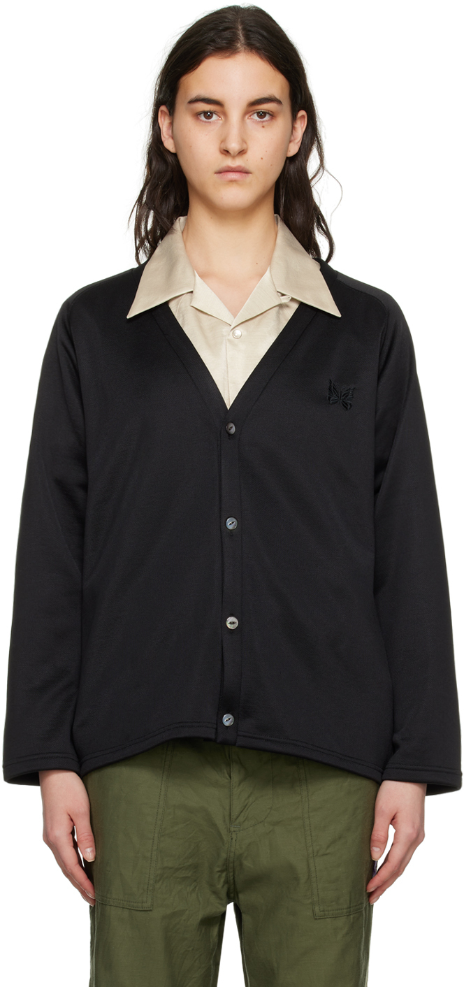 NEEDLES: Black Y-Neck Cardigan | SSENSE