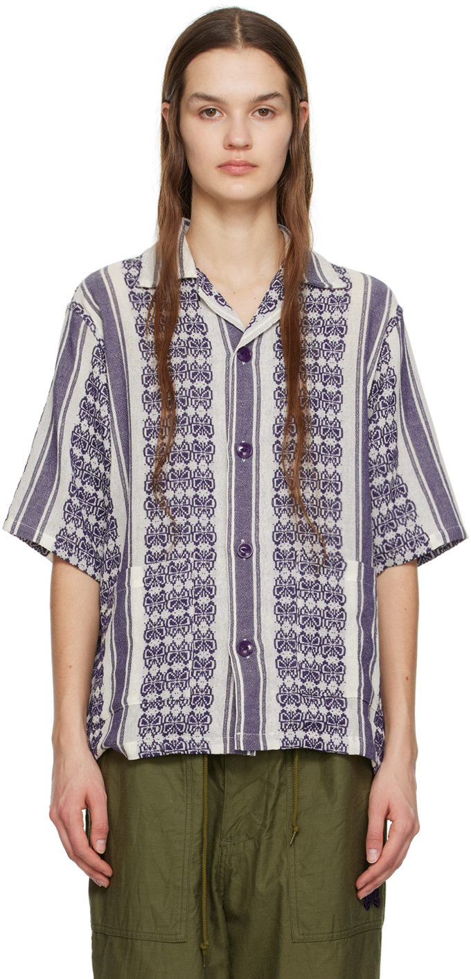 White & Purple Cabana Shirt