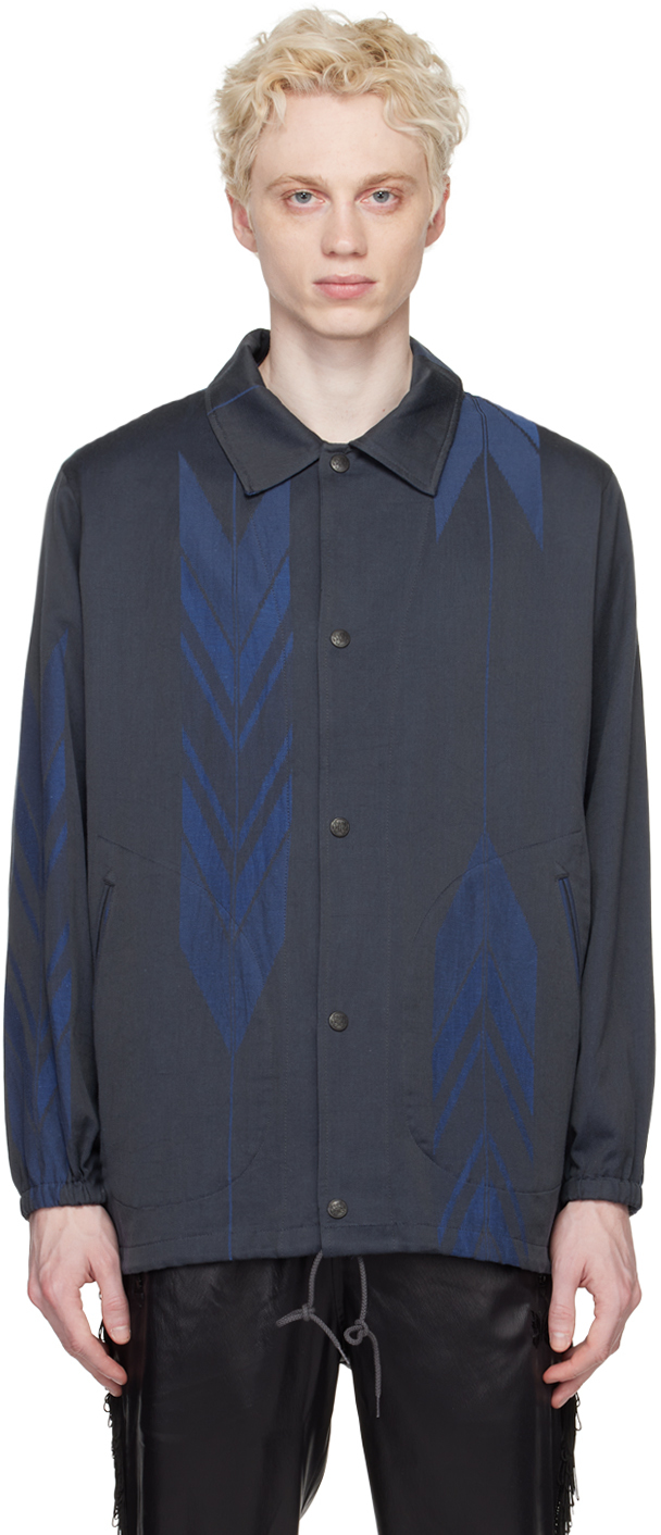 Needles Navy Coach Jacket In Blue Arrow