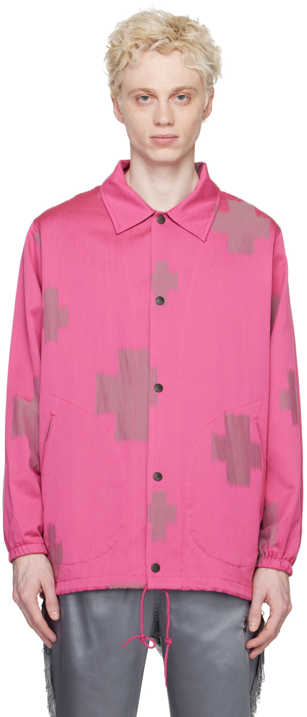 Needles Pink Coach Jacket In Pink Cross