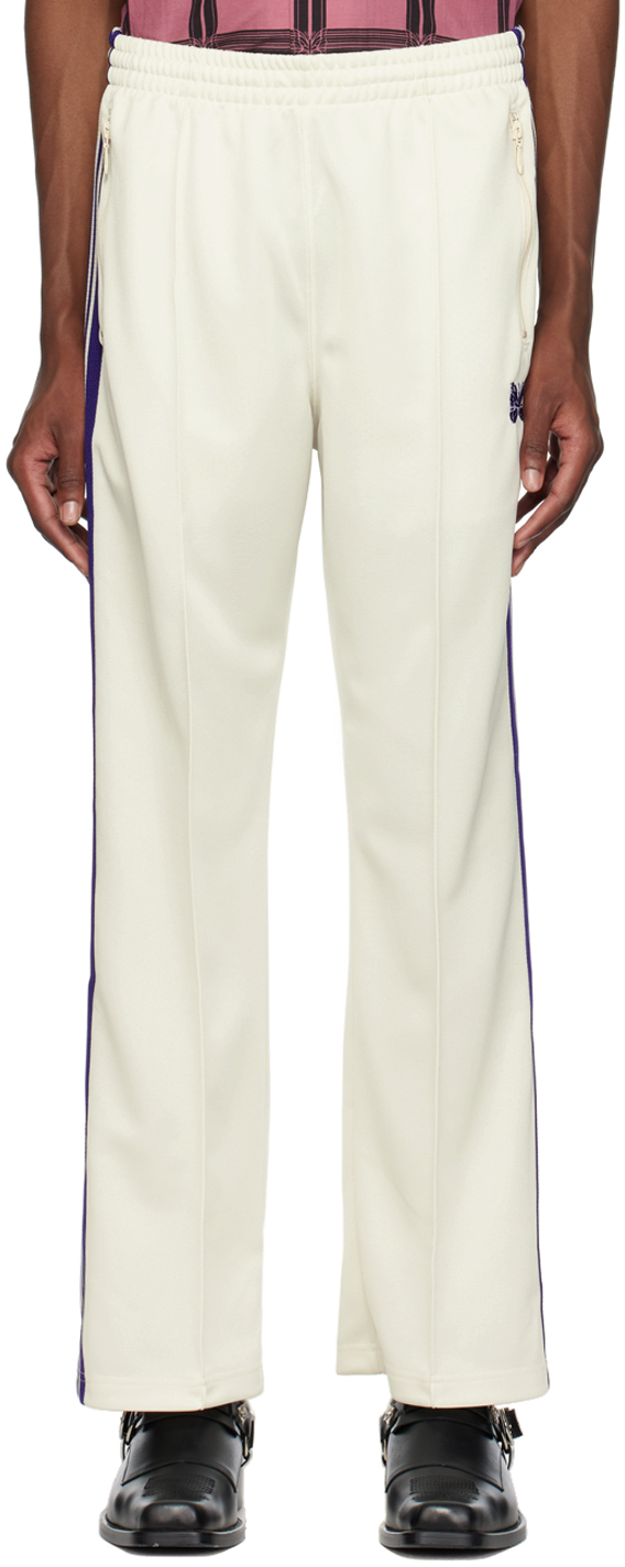 Needles Off-white Embroidered Track Pants In Ice White