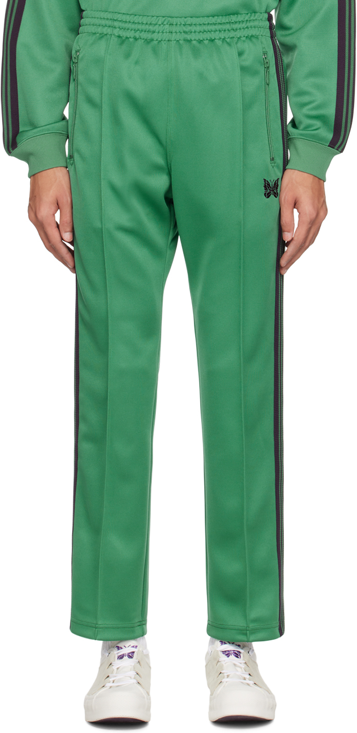 Needles Straight-leg Webbing-trimmed Tech-jersey Track Pants In Emerald