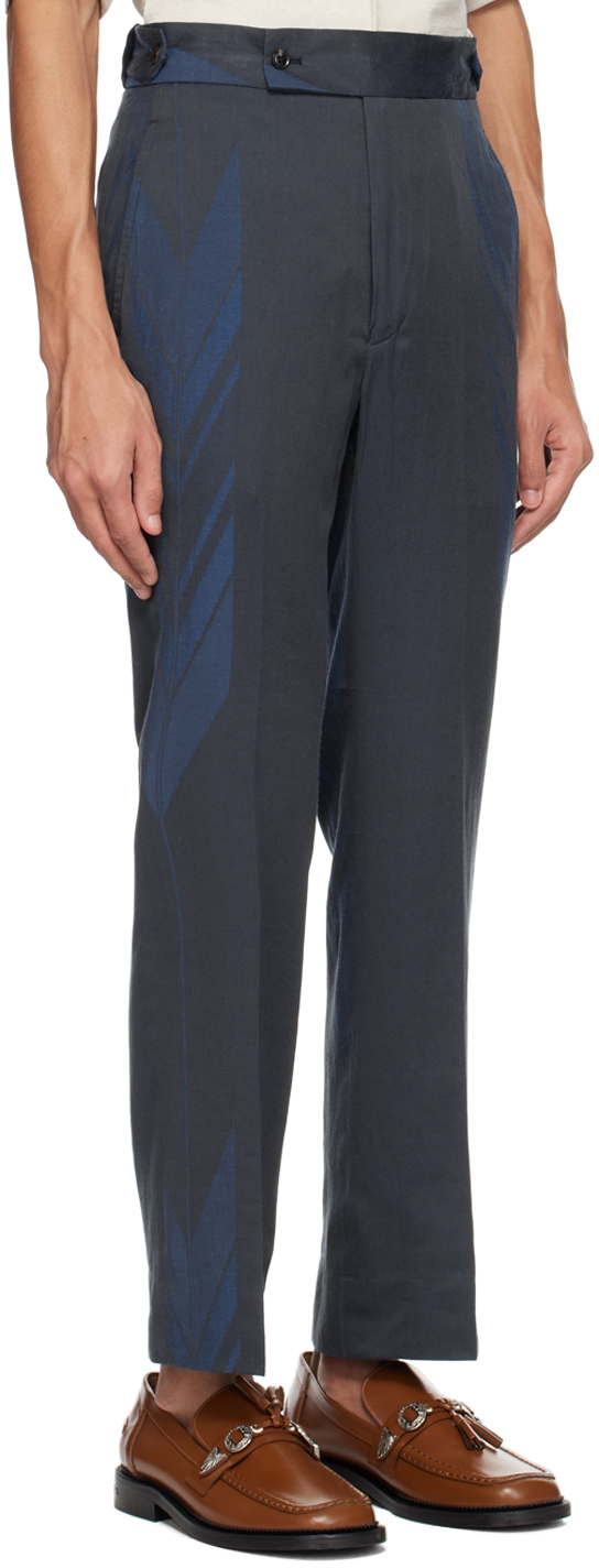 Needles Blue & Gray Jacquard Trousers In Blue Arrow