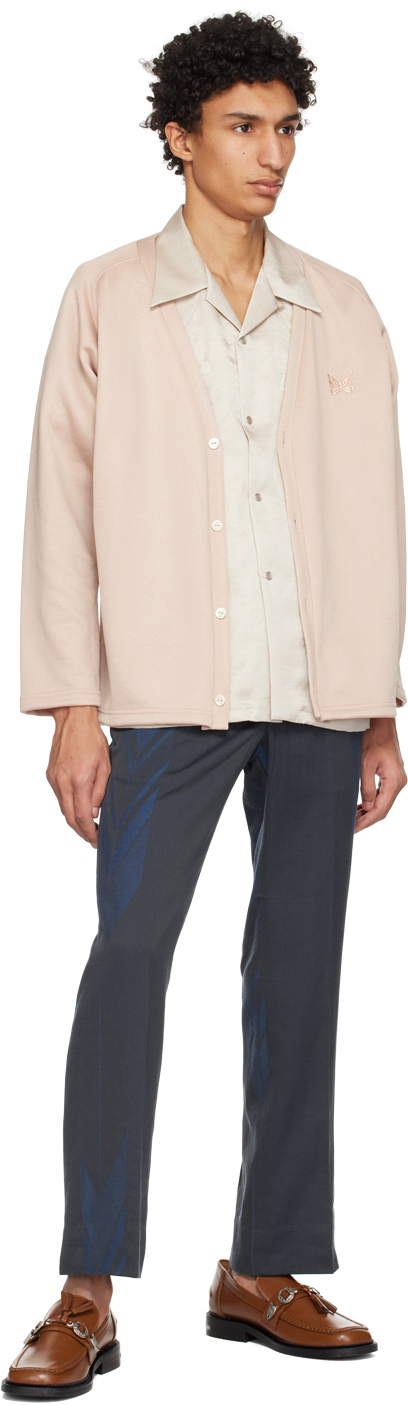 Needles Blue & Gray Jacquard Trousers In Blue Arrow