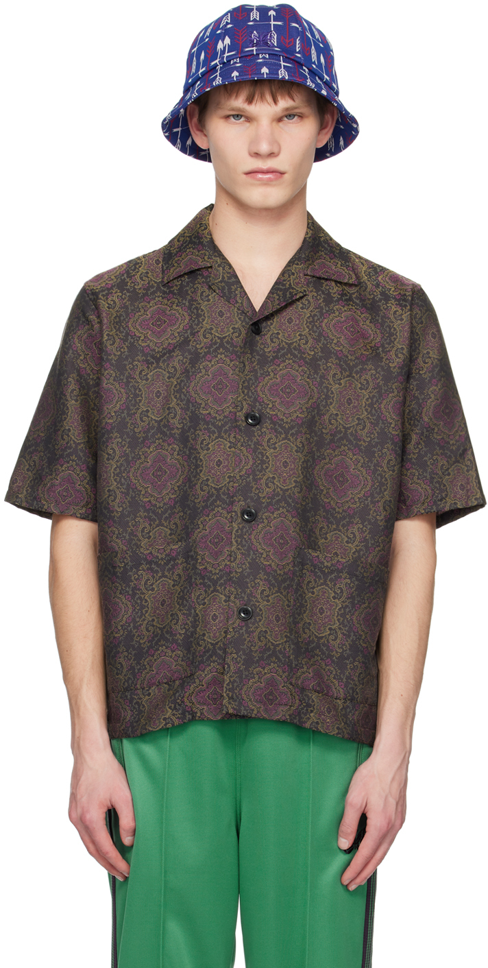 Needles Black Cabana Shirt In Black/pink