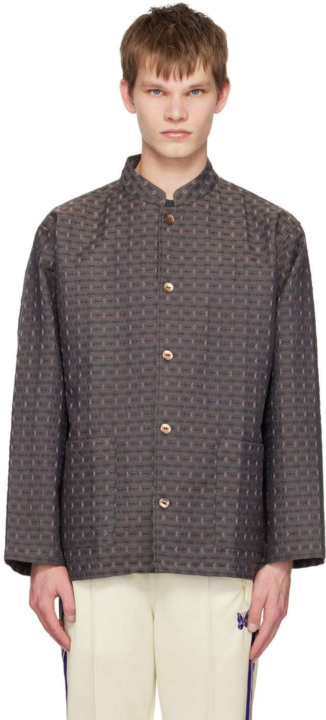 Brown Stand Collar Shirt by NEEDLES on Sale