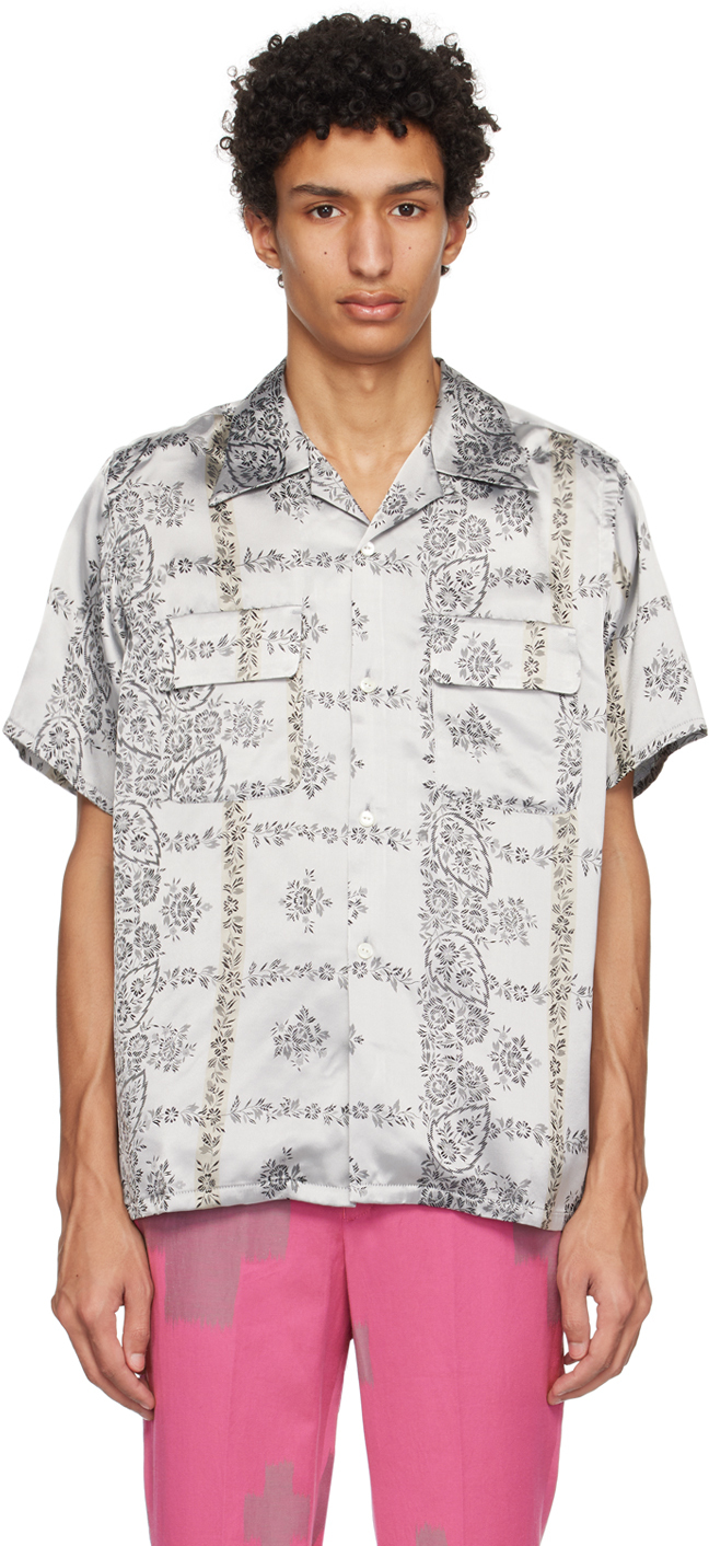 Needles Gray Button Shirt In Off White