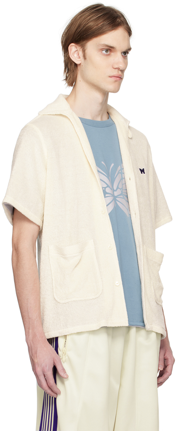 NEEDLES OFF-WHITE OPEN SPREAD COLLAR SHIRT