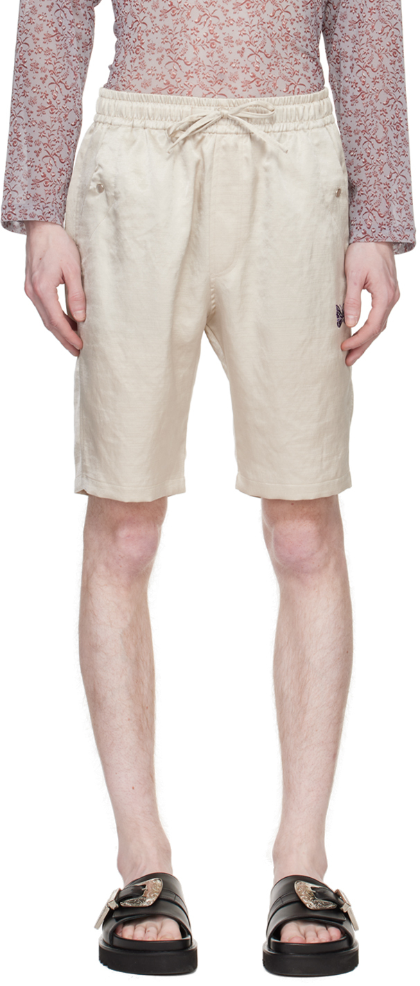 Shop Needles Off-white Cowboy Shorts In A-beige