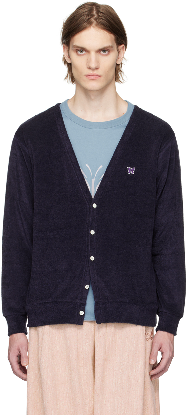 Navy Y-Neck Cardigan by NEEDLES on Sale