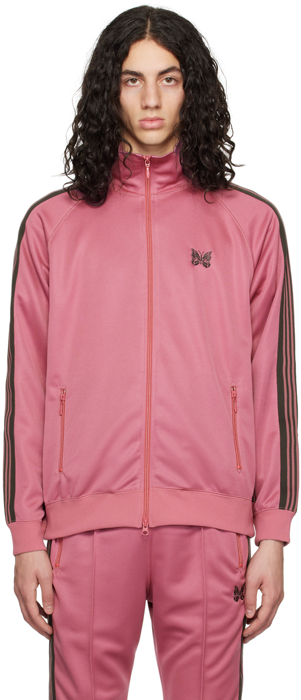 NEEDLES: Pink Striped Trim Track Jacket | SSENSE