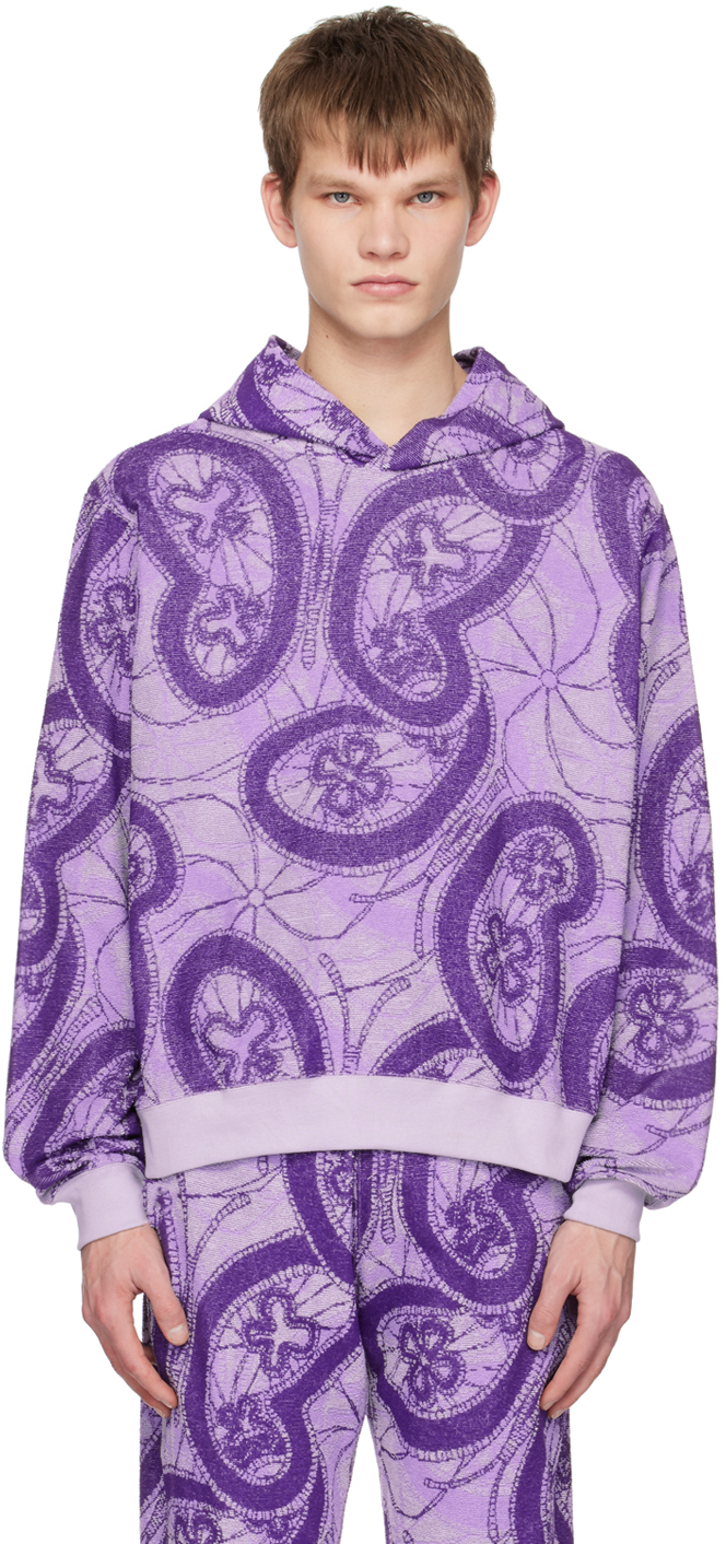 Needles Purple Classic Hoodie In A-white/pur