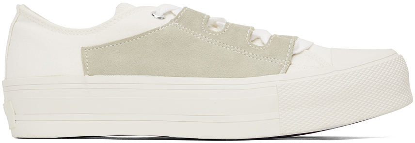 NEEDLES: White Asymmetric Ghillie Sneakers | SSENSE Canada