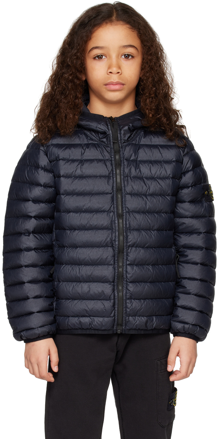 Stone Island Junior Kids Navy Quilted Down Jacket In V0020 - Navy Blue