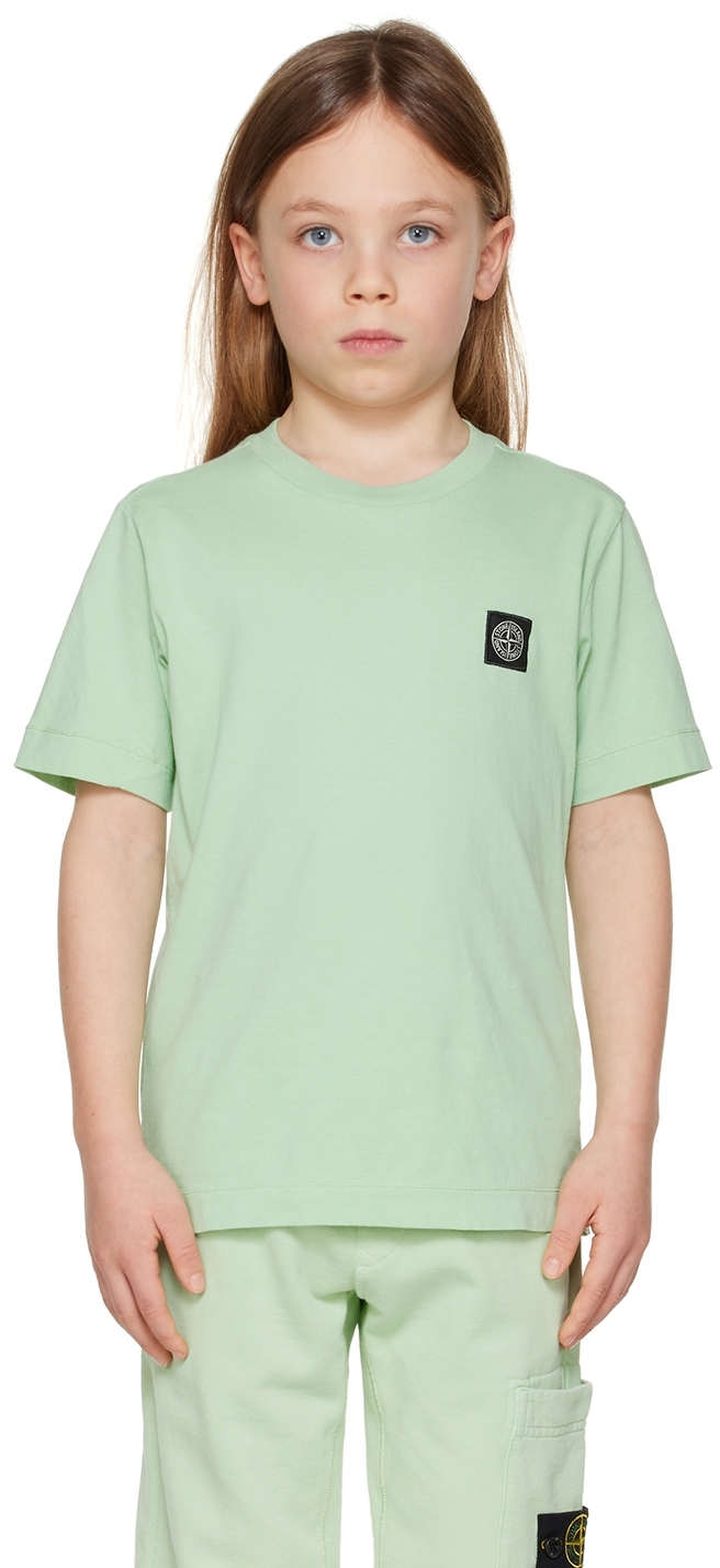 Stone Island Junior Kids Green Patch T-shirt In V0052 - Light Green