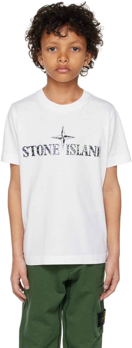 Stone Island Junior Kids White Printed T-shirt In V0001 - White