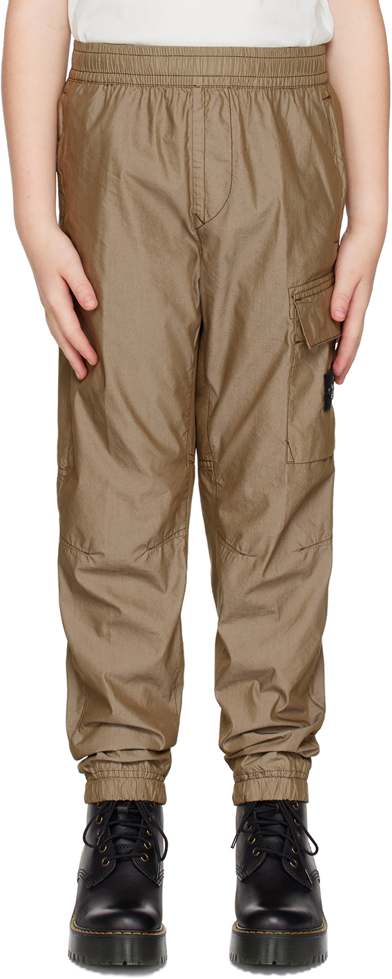 Stone Island Junior Logo-patch Elasticated Trousers In Green
