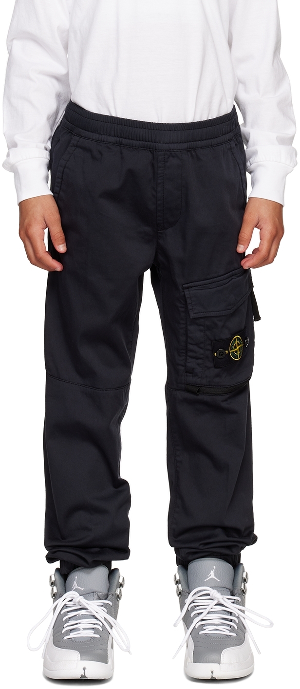Stone Island Junior Kids Navy Garment-dyed Cargo Pants In V0020 - Navy Blue