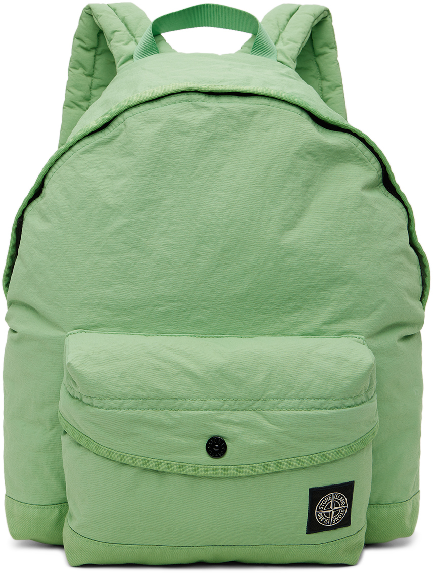 Stone Island Junior Kids Green Logo Patch Backpack In V0052 - Light Green