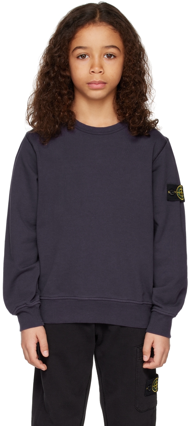 Stone Island Junior Kids Navy Crewneck Sweatshirt In V0026 - Ink