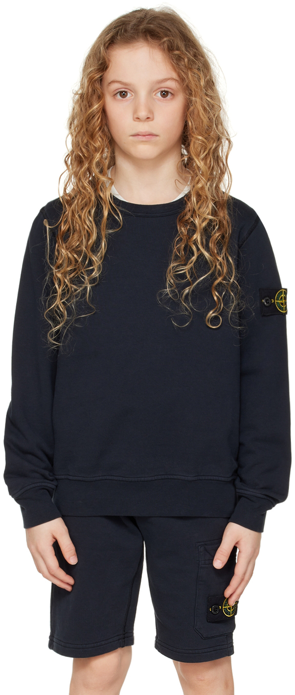 Shop Stone Island Junior Kids Navy Patch Sweatshirt In V0020 - Navy Blue