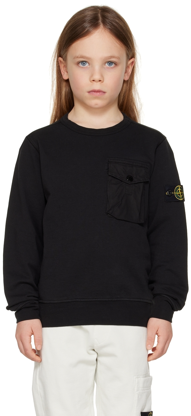 Stone Island Junior Kids Black Pocket Sweatshirt In V0029 - Black