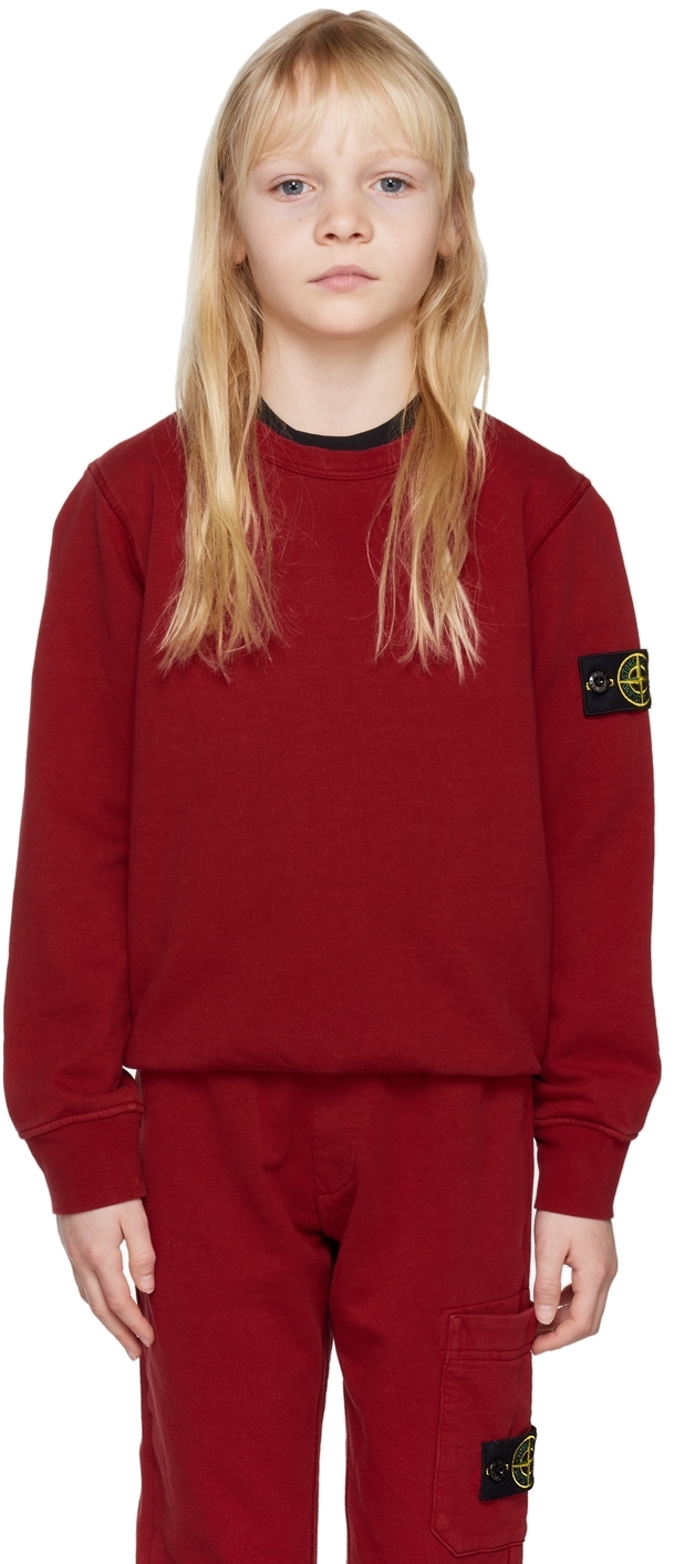 Stone Island Junior Kids Red Garment-dyed Sweatshirt In Voo15 - Brick Red
