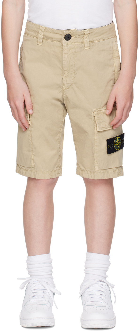 Shop Stone Island Junior Kids Beige Garment-dyed Shorts In V0190 - Beige