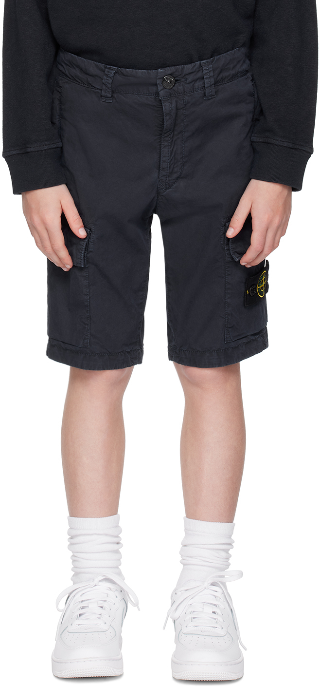 Stone Island Junior Kids Navy Garment-dyed Shorts In V0120 - Navy Blue