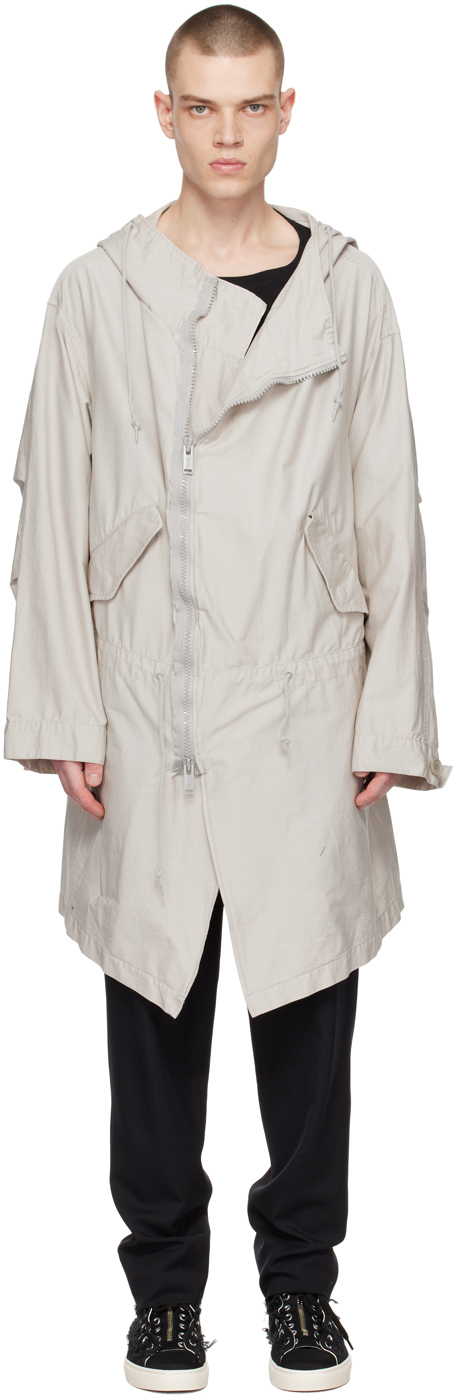 Beige Drawstring Coat by Undercoverism on Sale