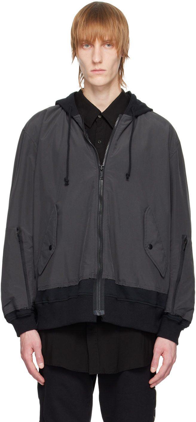 Undercoverism Gray Hooded Jacket In Charcoal