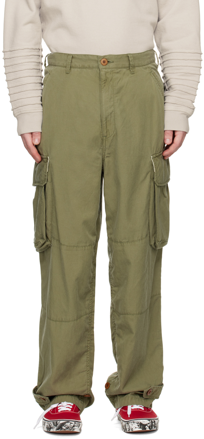 Undercoverism Green Button Tab Cargo Trousers In Khaki Green