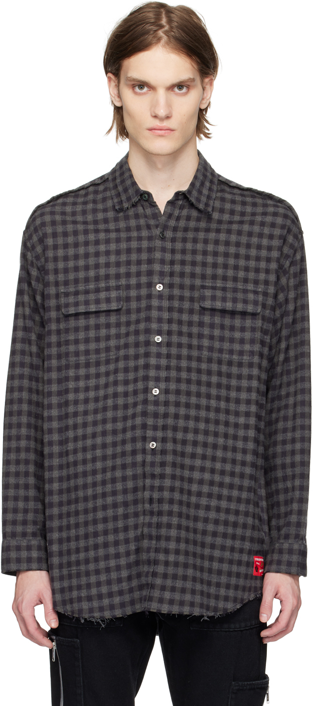 Undercoverism Black & Gray Check Shirt In Gray Ck