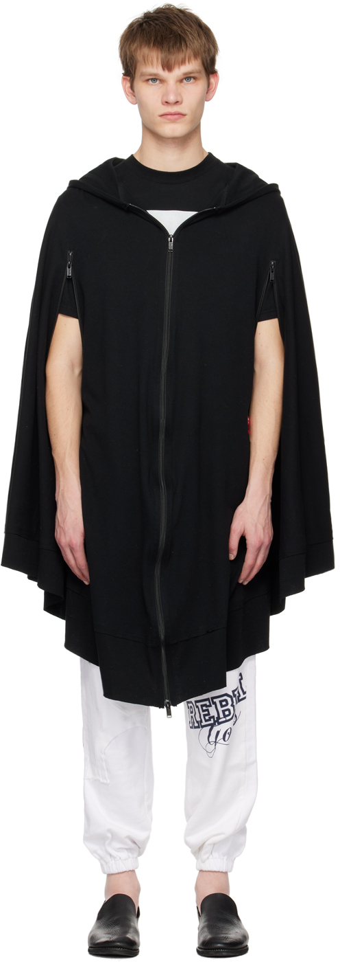 Undercoverism Graphic-print Zip-up Hooded Poncho In Schwarz