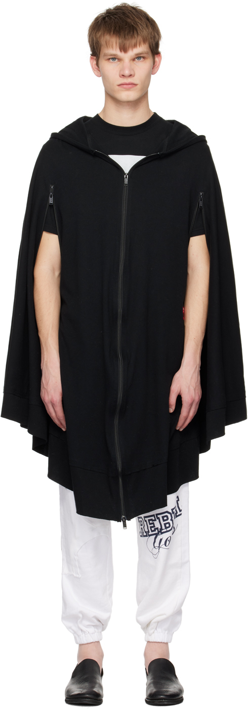 Undercoverism: Black Zip-Up Poncho | SSENSE