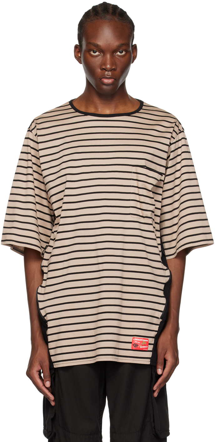 【関税込み】Undercoverism ベージュ ボーダー Tシャツ Undercoverismのベージュ ボーダー Tシャツがセール中