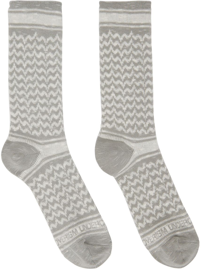 Undercoverism Gray Striped Socks In Gray Base