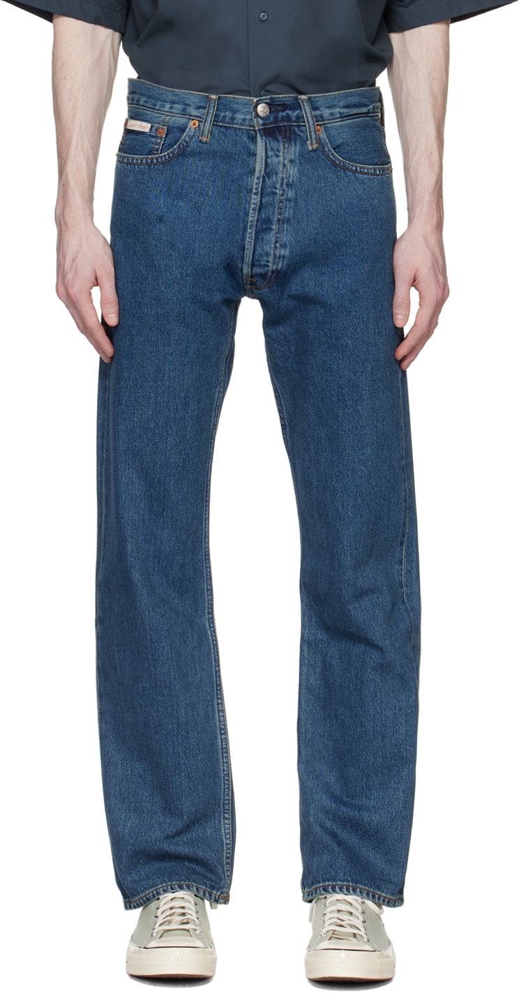 Shop Calvin Klein Indigo Straight-fit Jeans In Harbor Blue Selvedge