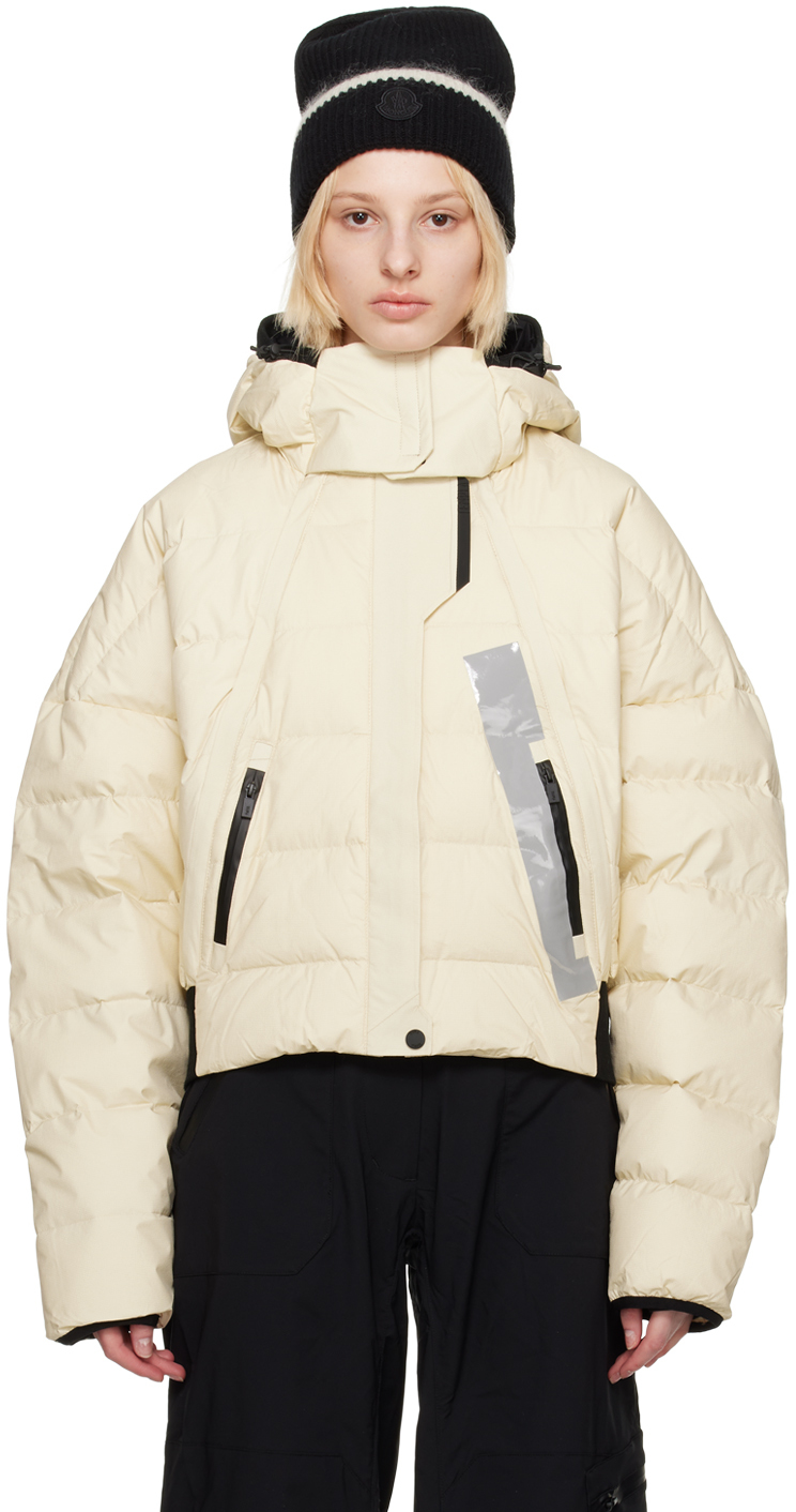 Beige Detachable Hood Down Jacket by Templa on Sale