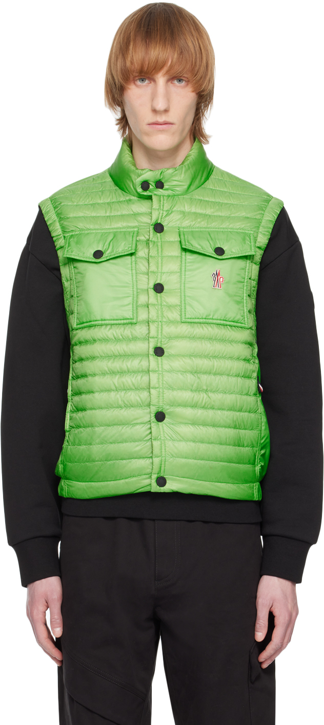 Moncler Grenoble Logo-embroidery Buttoned Gilet In Green