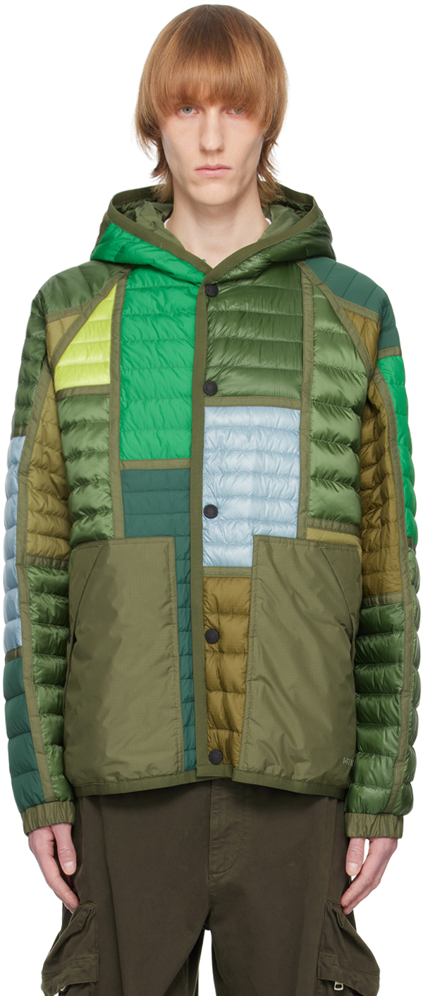 Moncler Grenoble Green Raron Patchwork Padded Jacket