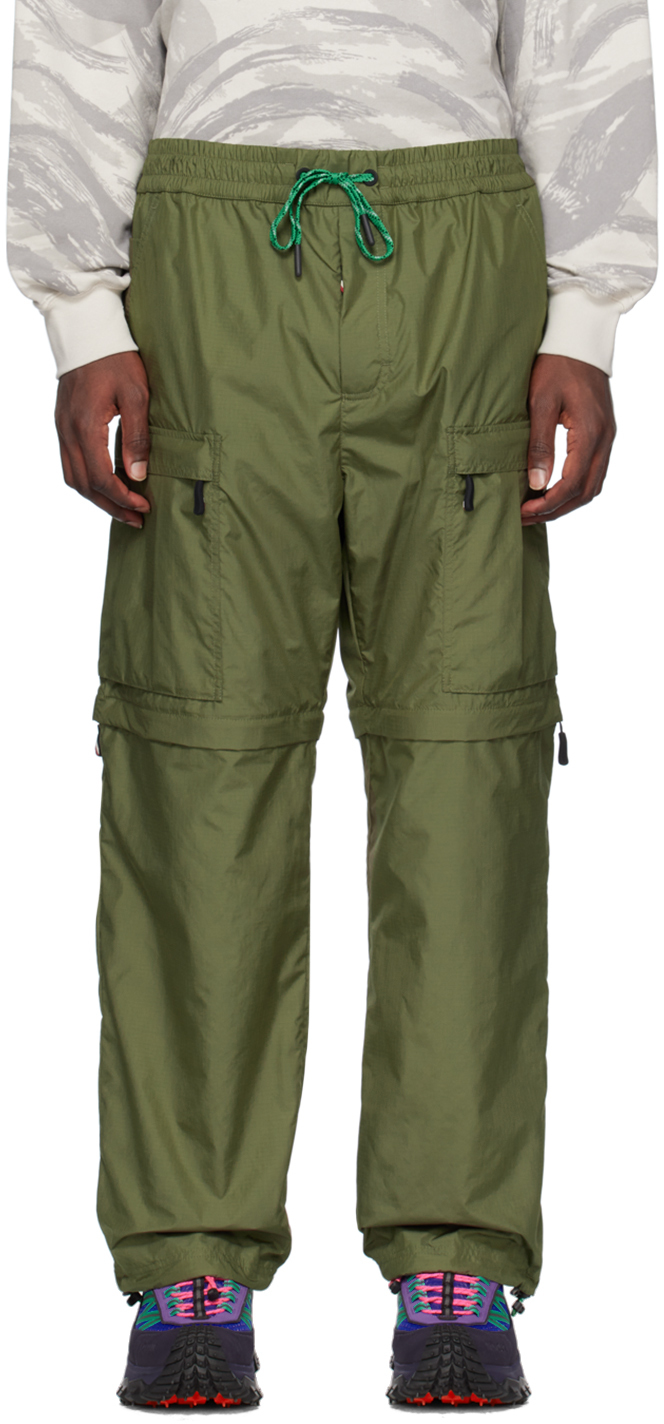 Shop Moncler Khaki Zip Panel Cargo Pants In 891 Green