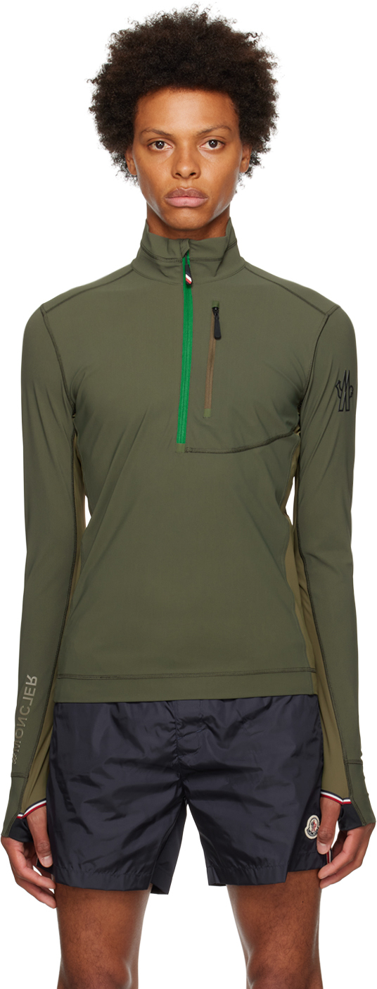 Shop Moncler Green Half-zip Sweater In 83n Green