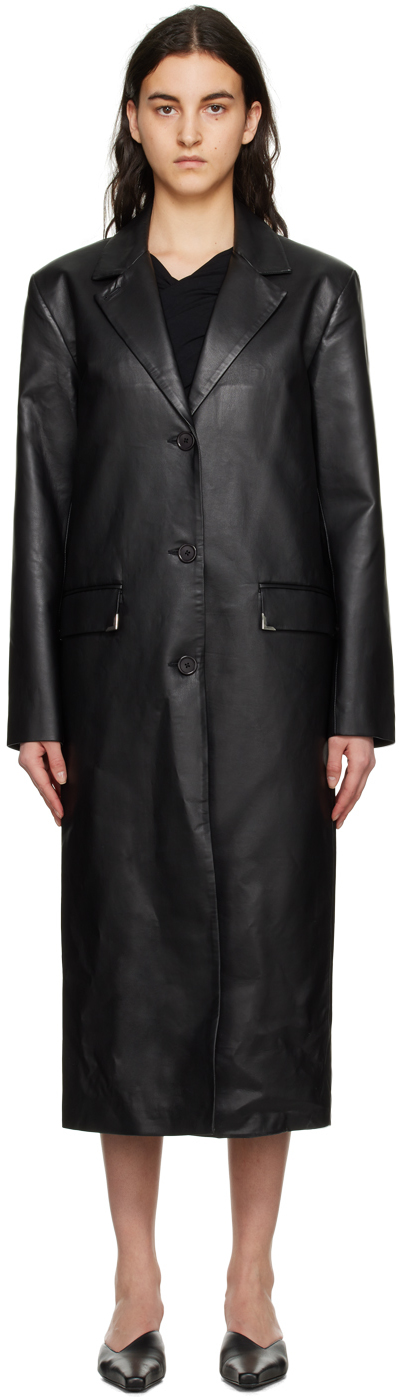 Han Kjobenhavn Single-breasted Mid-length Coat In Black