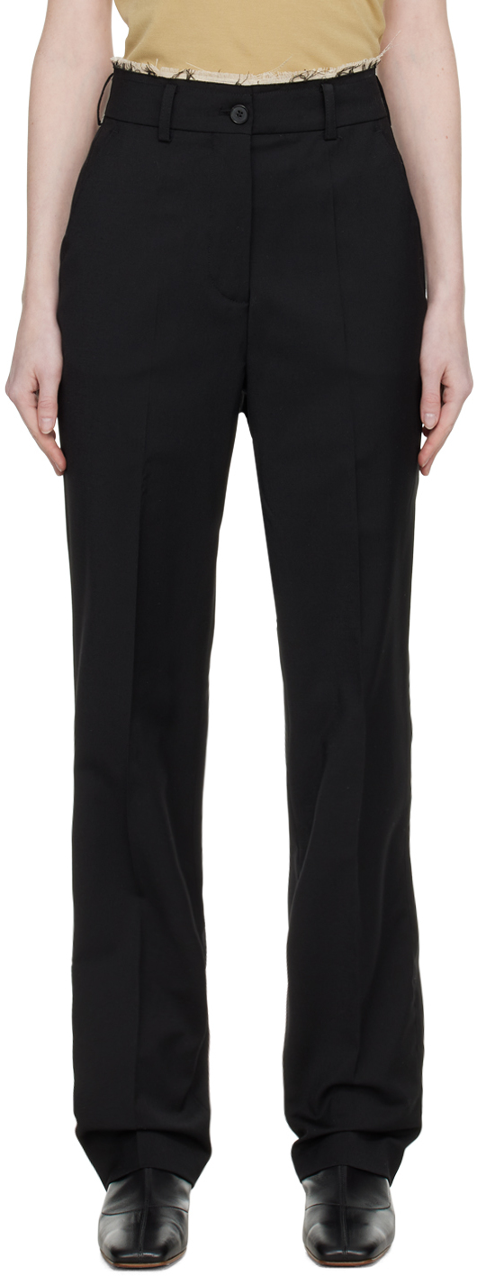 Han Kjobenhavn: Black Raw Edge Trousers | SSENSE